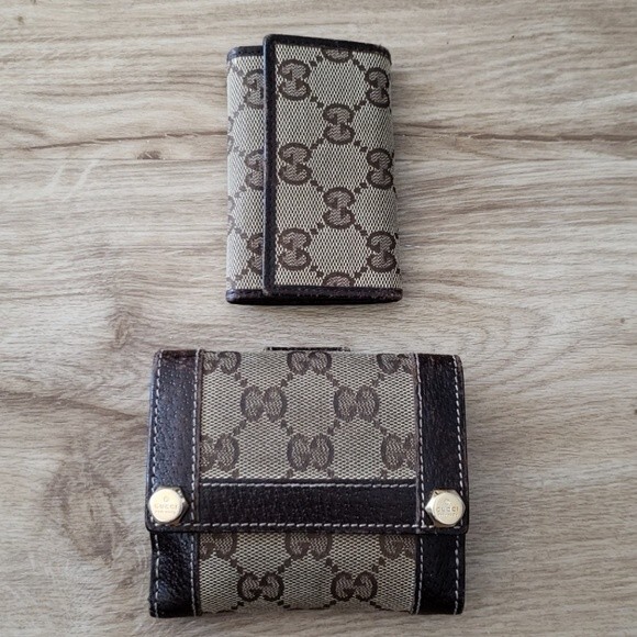 Gucci Brown Guccisima Chic Edgy Feminine Y2K Classic Wallet and Key Holder Set - Picture 1 of 5